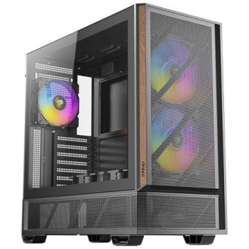 Antec P30 Air Mid Tower Case  5 ARGB Fans Black with Timber Accent